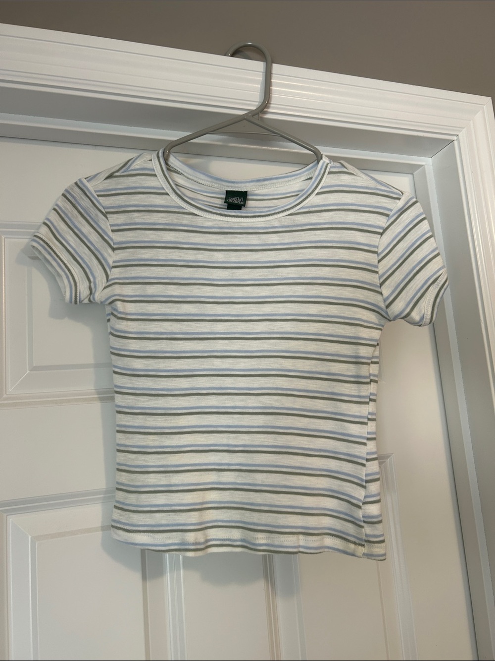 wild fable White Tee with Light Blue & Gray Stripes